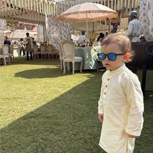 Cream Kids Matching Set Shirt